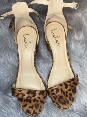 Lulu's Leopard Print Ankle Strap Heels in Brown